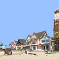 Charming Commercial Street Featuring Diverse Architectural Styles Pedestrian Plaza And Outdoor Seating