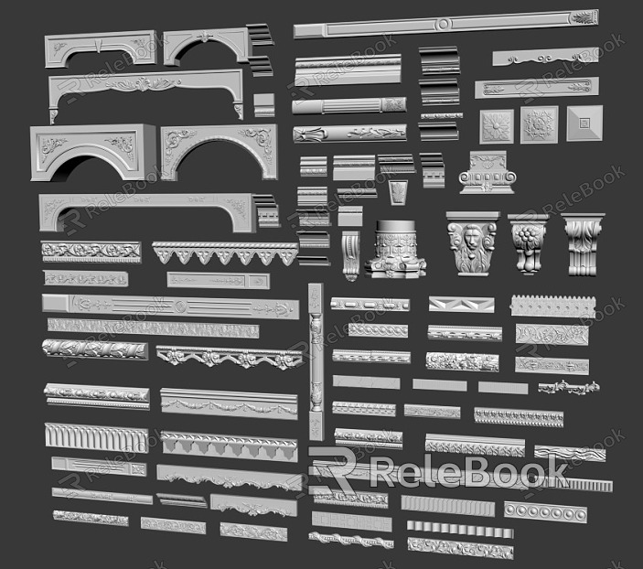 European-style carved plaster line model