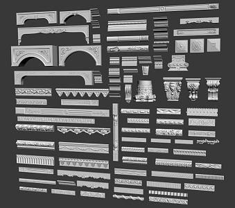 European-style carved plaster line 3d model