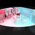 Fashion Art Themed Cultural Center With Pink Blue Decor And Creative Installations