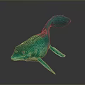 Vibrant Green Aquatic Creature 3D Character with Streamlined Body Textured Skin Fins and Tail