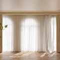 Elegant Beige And White Sheer Curtains In Living Room With Wooden Floor And Natural Light