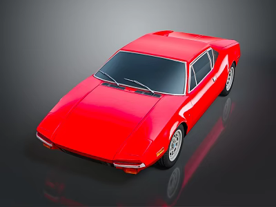 Red Vintage Sports Car With Sleek Body Design And Alloy Wheels 3d model