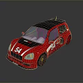 Red and Black Small Racing Car with Number 54 and White Accents
