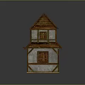 Traditional Two Story House Brown Wooden Roof White Wall Wooden Frame Windows And Door Design