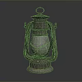 Shiny Metallic Lantern With Glass Globe And Decorative Metal Frame Base