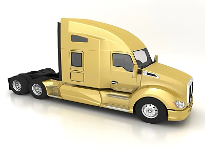 Golden Semi Truck With Sleek Modern Design And Shiny Exterior 3d model