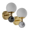 Modern Wall Lamps Featuring Golden Metal Brackets White Spherical Lampshades And Marble Balls
