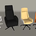 Modern Office Chairs in White Black Yellow and Orange with Ergonomic Backrest and Rolling Wheels