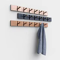 Wall Mounted Wooden And Black Hook Racks With Multiple Hooks Hanging Towel 3d model