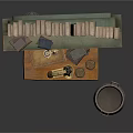 Vintage Style Small Scene Component With Bookshelf Table Stool Microscope And Items