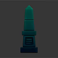 Teal Colored Tower Like Structure With Stacked Cubes And Base Design