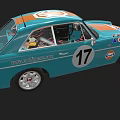 Vintage Gulf Racing Car With Blue Orange Livery Number 17 Coupé Design