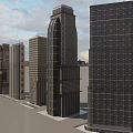 Modern High Rise Office Buildings With Glass Facades And Contemporary Design