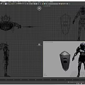 Game and Movie Armored Character With Blue Cloak Shield and Sword