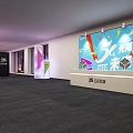 2020 New Year Decorative Wall With Purple Background Neon Lights And QR Codes