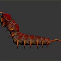 Red Orange Fantasy Creature With Large Blue Eye Long Antennae And Many Legs 3D Rendering