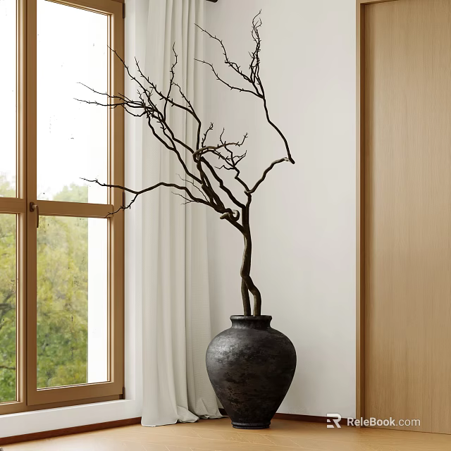 Elegant Bonsai Plant In Ceramic Pot For Minimalist Indoor Window Sill Decoration 3d model 