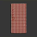 Dining Table with Red and White Checkered Tablecloth and Wooden Legs