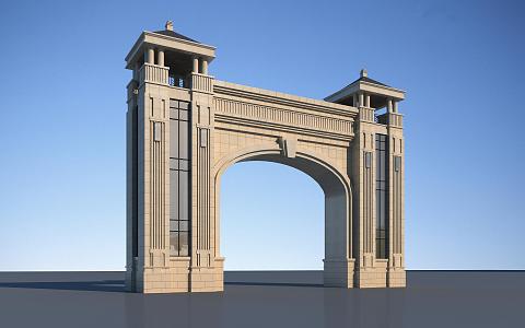 European-style gate Community gate School gate 3d model