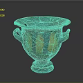 Yellow and Black Amphora with Human Figures as Decorative Household Item