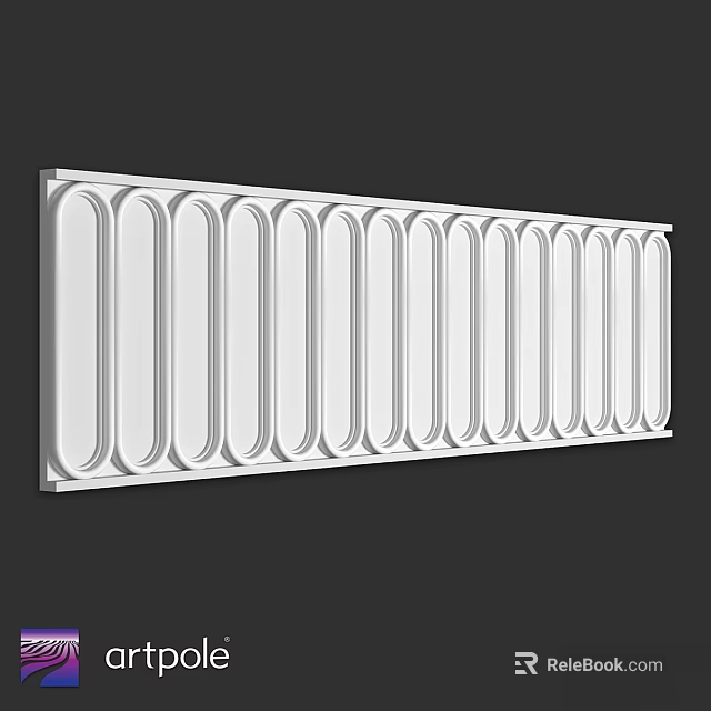 White Rectangular Building Component With Oval Grooves Design And Smooth Surface 3d model 