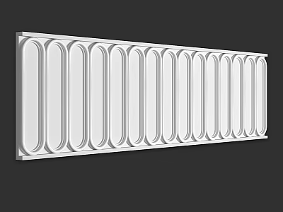 White Rectangular Building Component With Oval Grooves Design And Smooth Surface 3d model