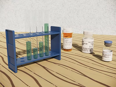 Medical Devices Test Tube Rack With Test Tubes And Storage Bottles For Laboratory Use 3d model
