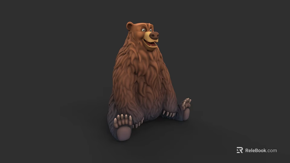 Cute Cartoon Brown Bear 3D Model Sitting With Fluffy Fur And Friendly Expression 3d model 
