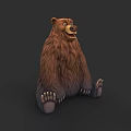 Cute Cartoon Brown Bear 3D Model Sitting With Fluffy Fur And Friendly Expression