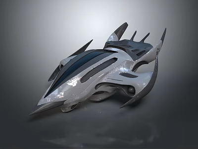 Futuristic Aerodynamic SciFi Craft With Sleek Metallic Design Sharp Edges And Glossy Surface 3d model