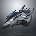 Futuristic Aerodynamic SciFi Craft With Sleek Metallic Design Sharp Edges And Glossy Surface