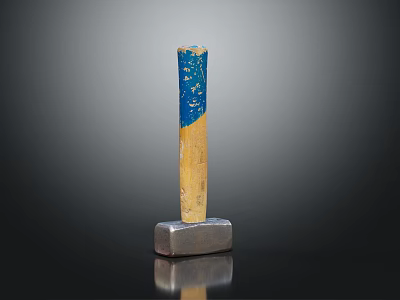 Reliable Hardware Tool Hammer Featuring Silver Metal Head Wooden Handle And Blue Coating 3d model
