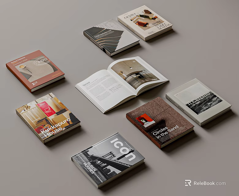 Multiple Books Magazines With Open Closed Covers And Various Design Styles 3d model