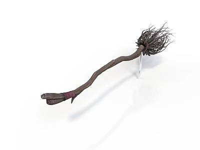 Exotic Plant With Long Curved Stem Fibrous Root System And Ornamental Details 3d model