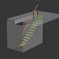 Modern Staircase Structure With Transparent Base Metal Railings And Floating Steps 3d model