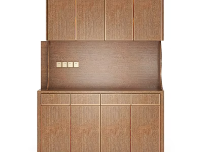 Wooden Cabinet With Upper And Lower Storage And Back Panel Switches 3d model