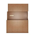 Wooden Cabinet With Upper And Lower Storage And Back Panel Switches