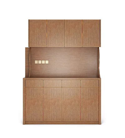 Wooden Cabinet With Upper And Lower Storage And Back Panel Switches 3d model
