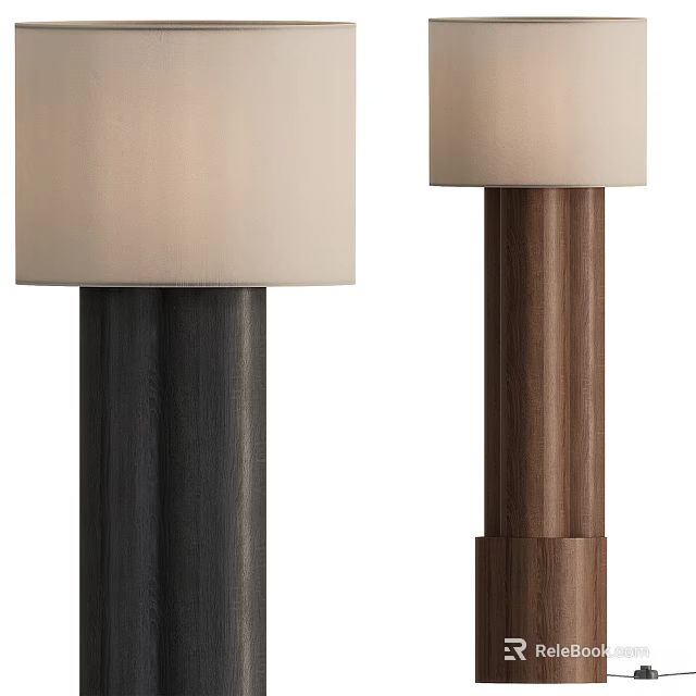 Elegant Floor Lamps With Neutral Colored Shades And Distinct Bases 3d model 