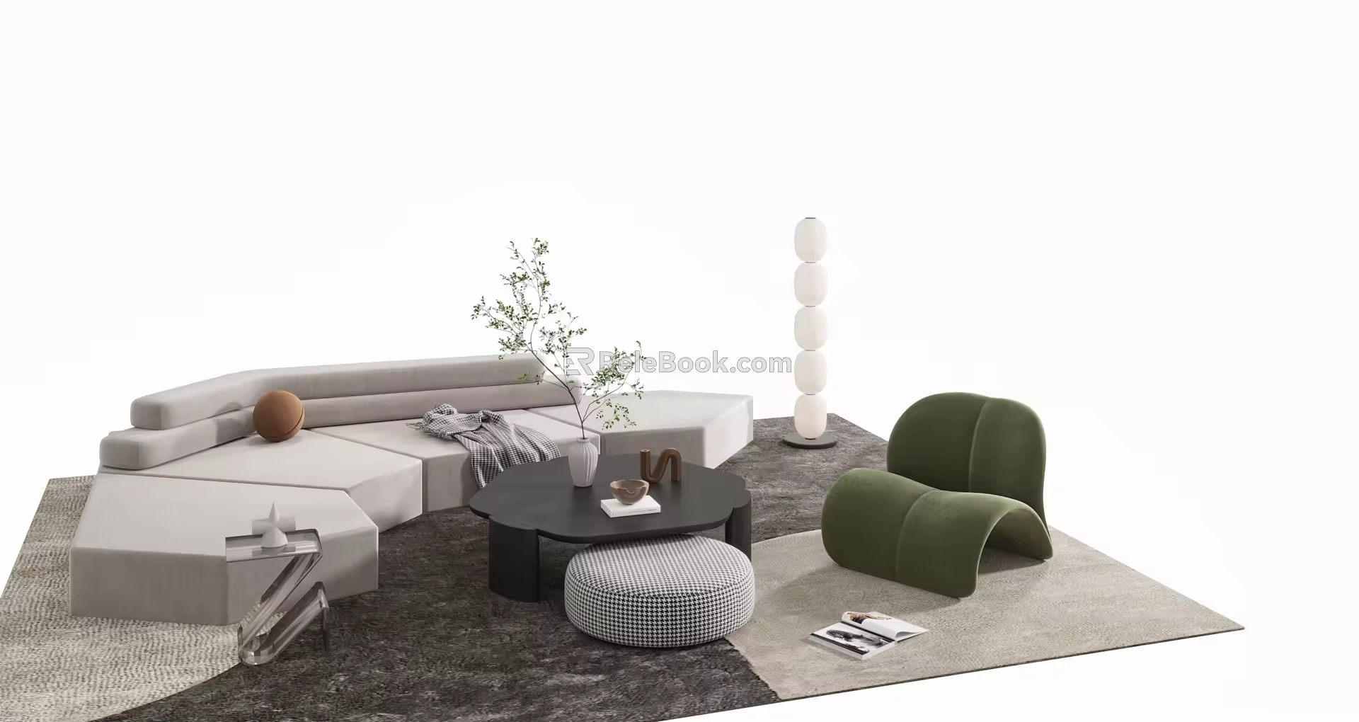 Modern sofa coffee table combination 3d model