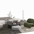 Modern sofa coffee table combination 3d model
