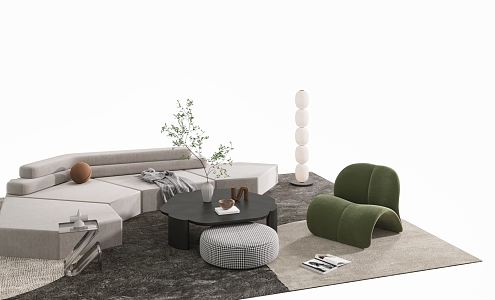 Modern sofa coffee table combination 3d model