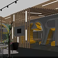 Modern Lounge Area Interior Design With Wooden Ceiling Yellow Accents And Silver Features