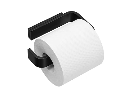 Modern Black Wall Mounted Toilet Paper Holder With White Roll 3d model