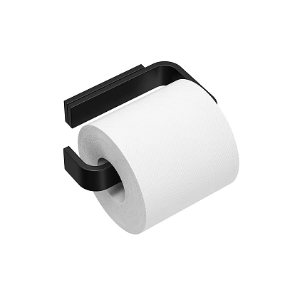 Modern Black Wall Mounted Toilet Paper Holder With White Roll 3d model
