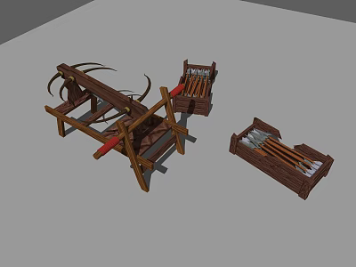 Ancient Wooden Siege Weapons Historical Warfare Tools With Traditional Structure Design 3d model