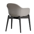 Modern Upholstered Dining Chair with Light Gray Fabric Black Legs and Sleek Curved Backrest Design