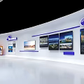 Cloud Business South Data Exhibition Booth With Circular Design And Blue Tech Displays