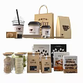 Coffee Cups With Paper Bags And Home Coffee Packaging Design Elements 3d model